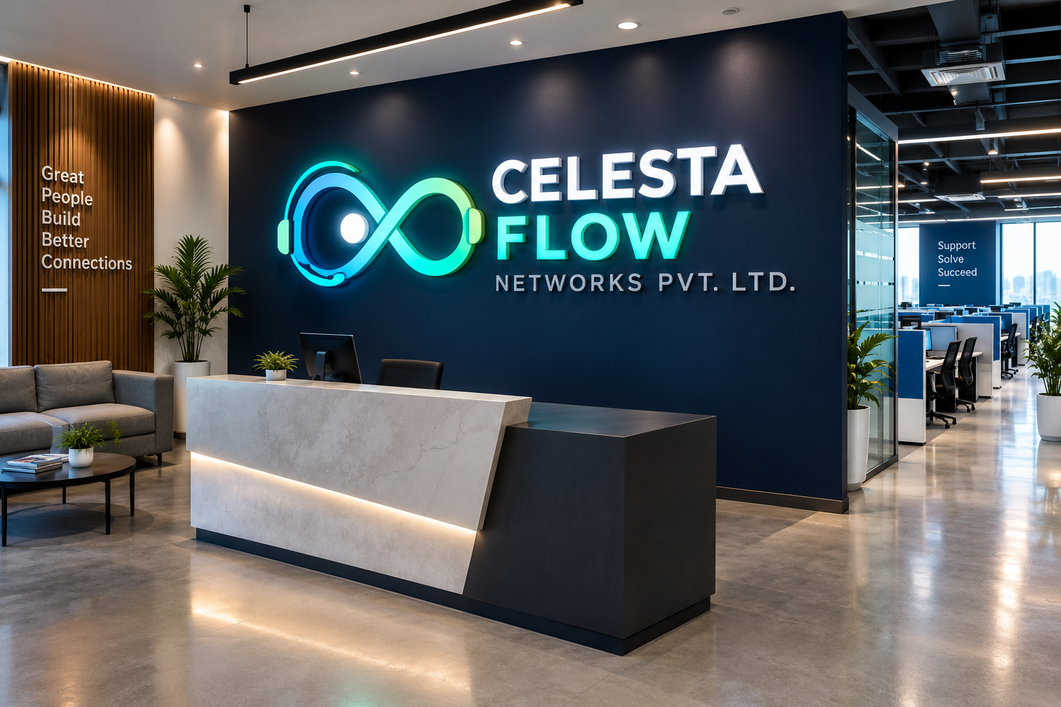CelestaFlow Networks office — a modern workspace built for collaboration